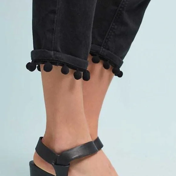 Current/Elliot The Cropped Straight Pom Pom jeans
